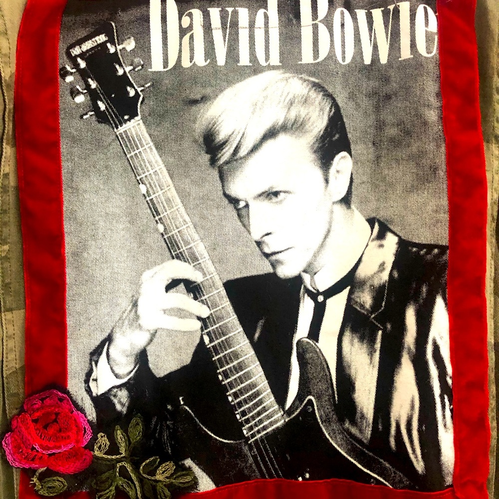 Repurposed camo jacket with David Bowie